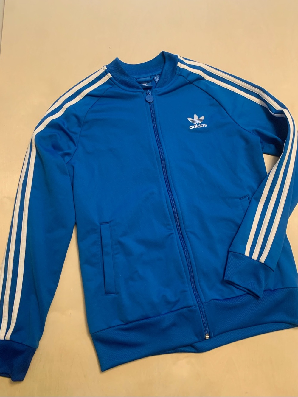 Adidas Blue Track Jacket with White Stripes, Kids Size Large (13-14)